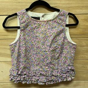 Vintage Ralph Ralph Lauren cotton spring floral ruffle preppy cropped blouse